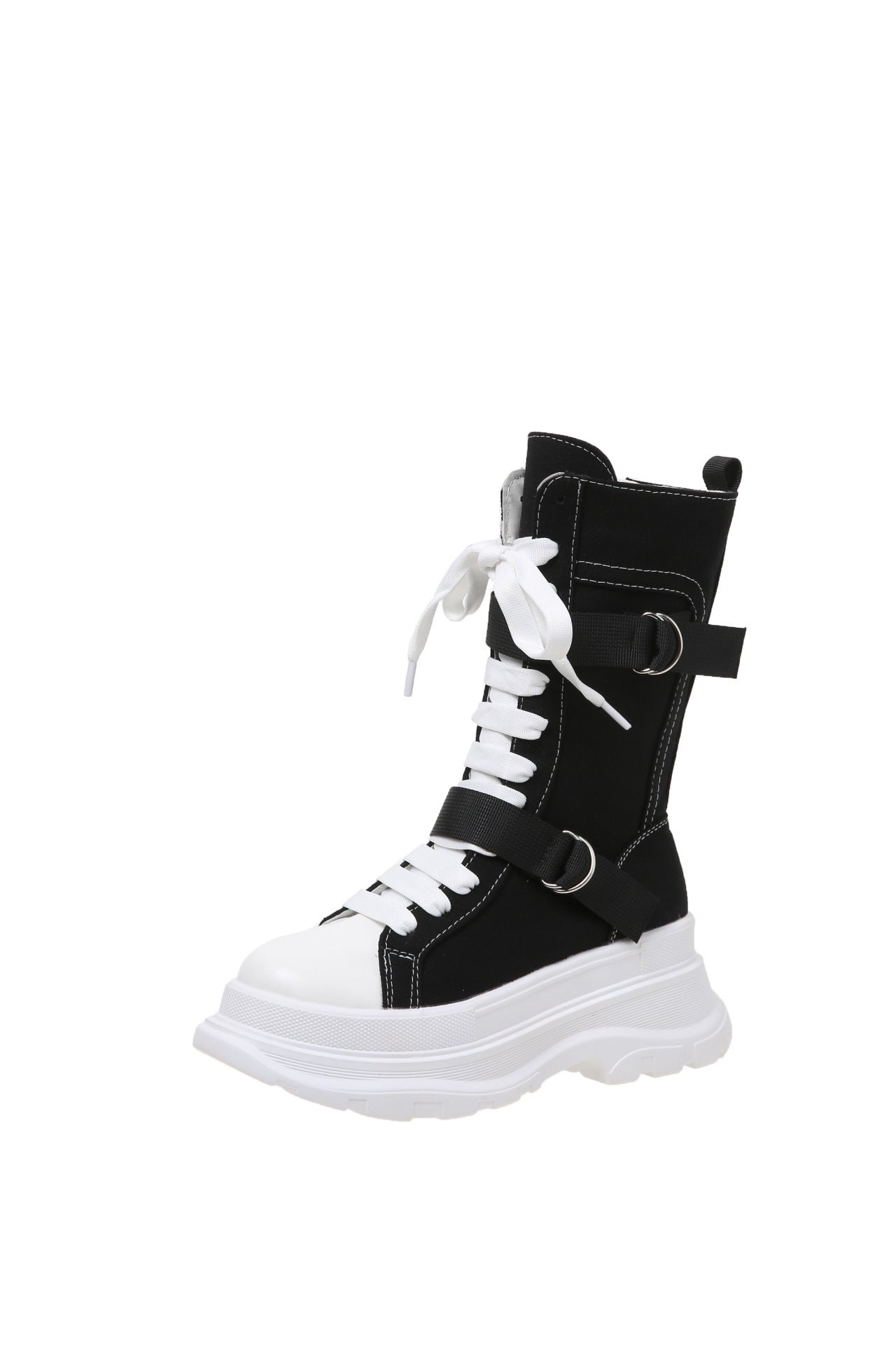 Women's Fashion Casual Platform Lace-up Canvas Boots