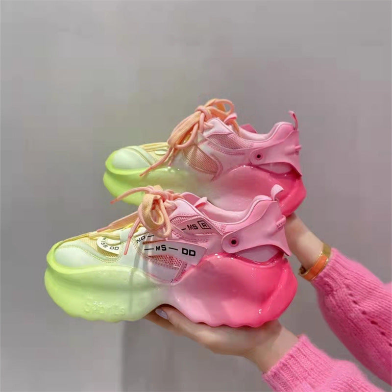 Color-matching And Glue-drenching Thick-soled Sports Casual Shoes