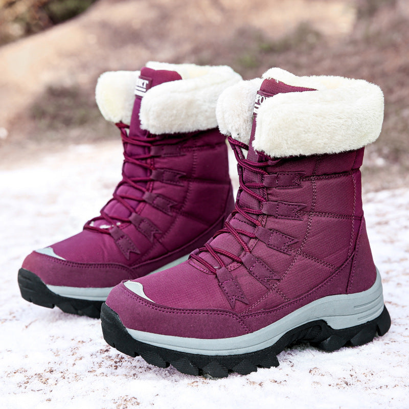 Botas de nieve cálidas con forro polar para exteriores para mujer