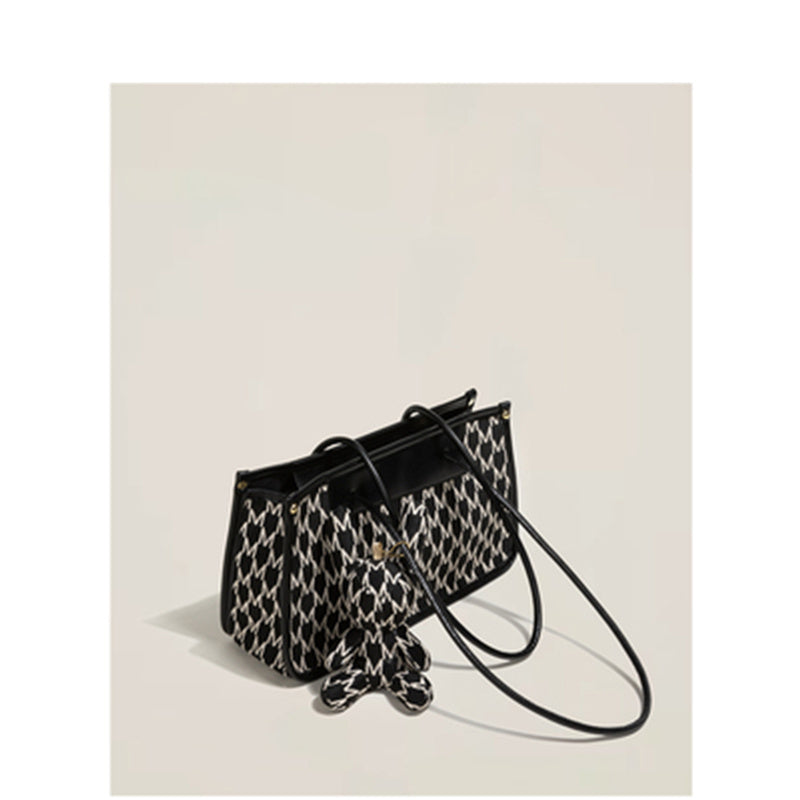 Bolso de hombro de lona con letras de gran capacidad para mujer