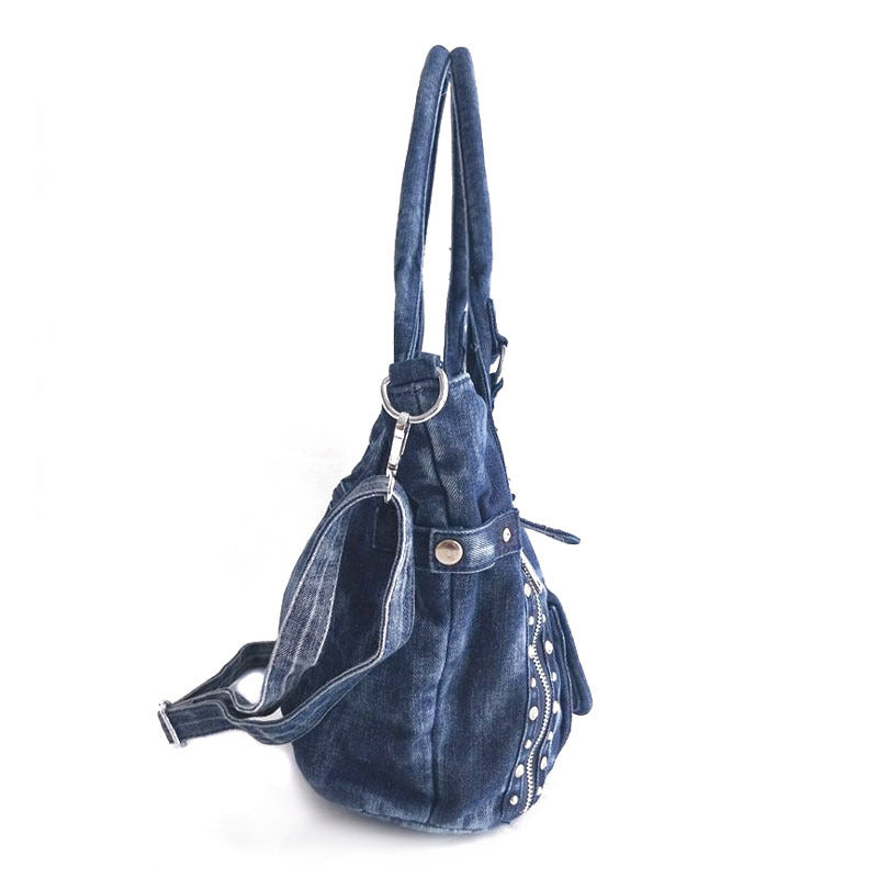 Niche Retro Diamond-studded Denim Hand-held One-shoulder Messenger Bag