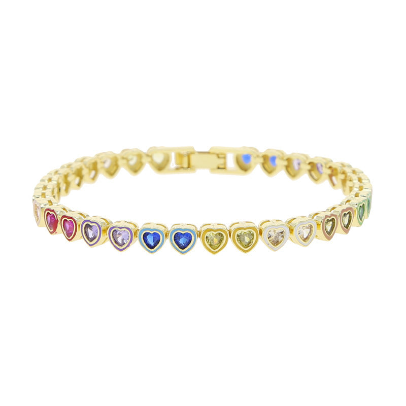 Colorful Zircon Tennis Chain Bracelet European And American Popular