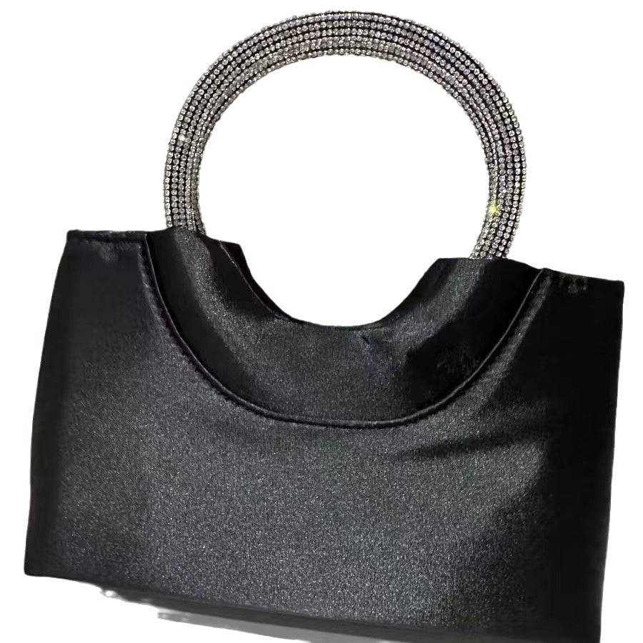 Bolso de mano de satén de seda con diamantes de imitación para cenas de mujer Diseño de interés especial