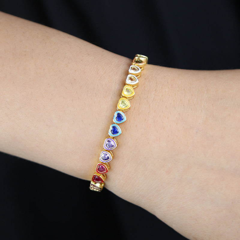 Colorful Zircon Tennis Chain Bracelet European And American Popular