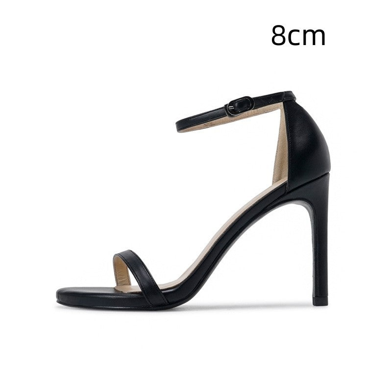 Women's Stiletto Heel Sandals With Buckle Strap