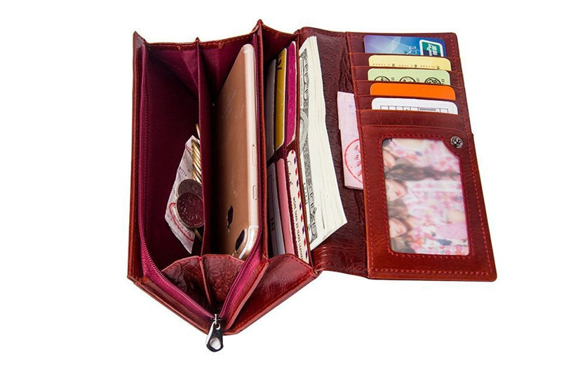 Leather Women's Wallet Long Leather Clutch Multi-card Coin