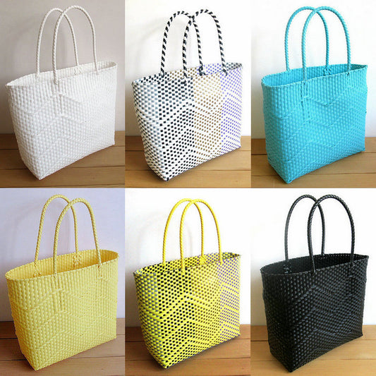 Women's Woven Wavy Tote Shopping Basket