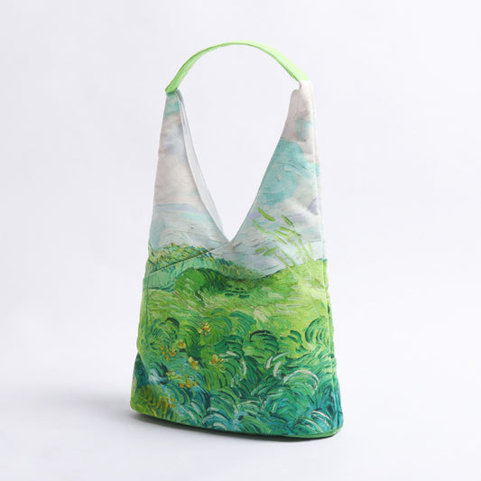 Oil Painting Wheat Field Canvas Bag Fashion Portable Large Capacity Shoulder Bag