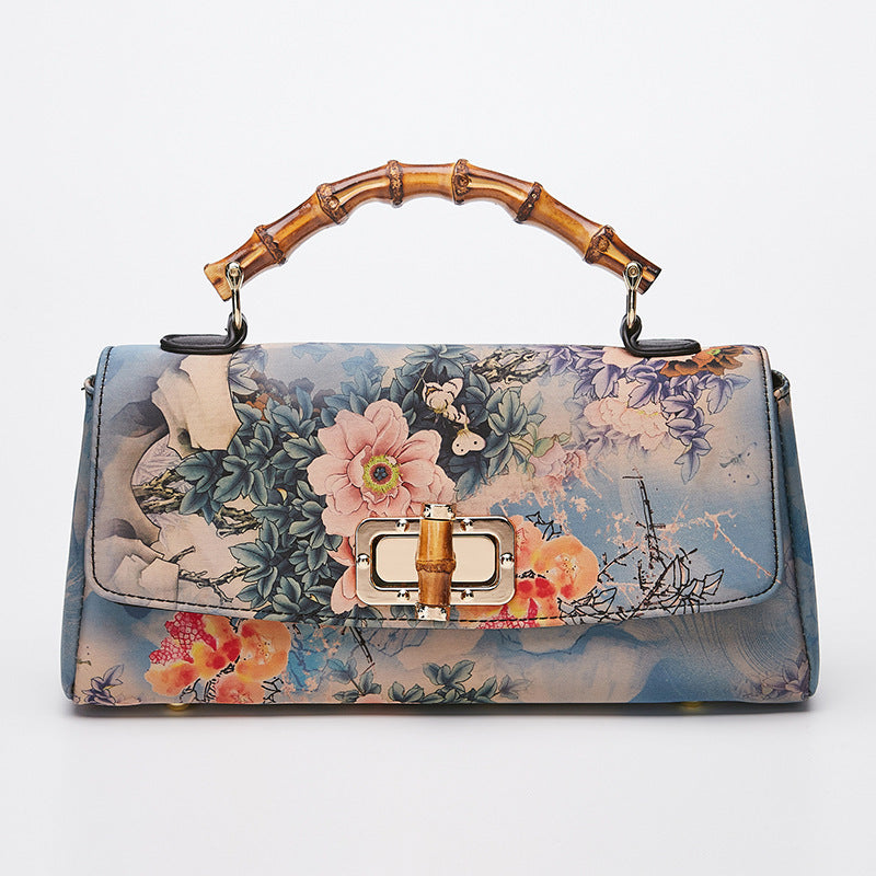 Bolso de mano antiguo de cuero estilo cheongsam retro para mujer