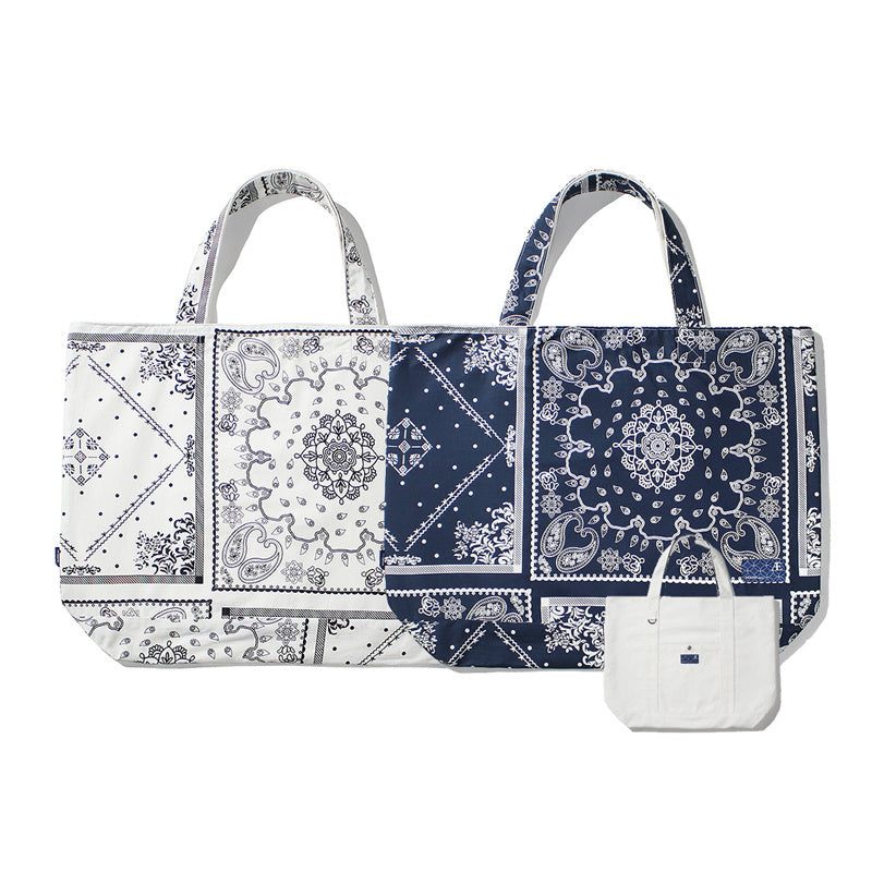 Bolso de hombro reversible de lona con flores de anacardo