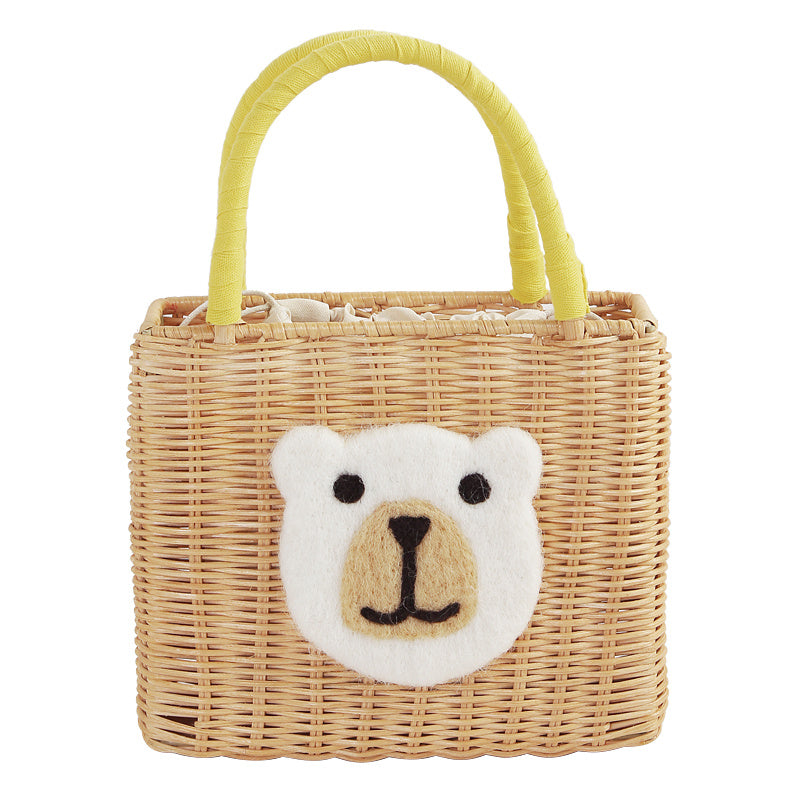 Casual Straw Bag Handmade Bear Shape Portable Summer Party Gathering Picnic