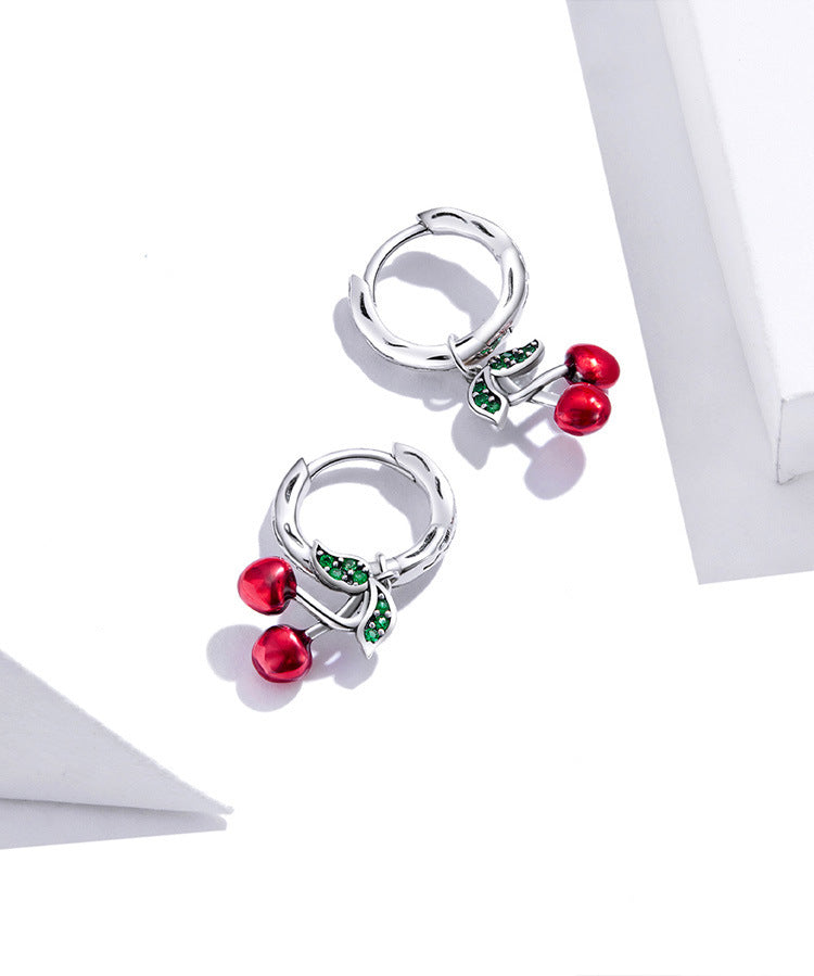 Boucles d'oreilles originales en argent S925 Sweet Cherry