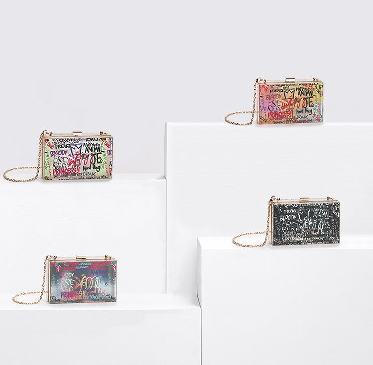 Fashion Graffiti Box Transparent Small Square Bag