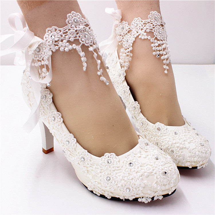 White Oversized High Heeled Women's Shoes