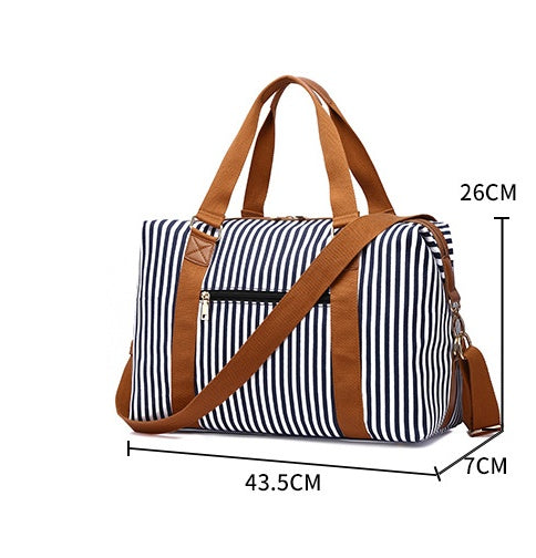 Bolso de viaje de lona a rayas para mujer