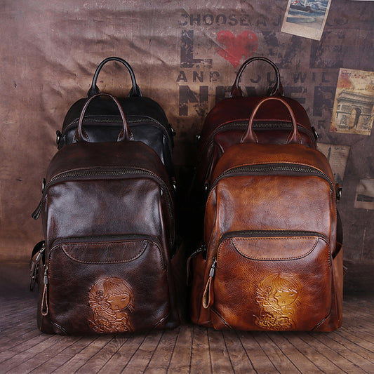 First Layer Leather Multi-purpose Retro Backpack