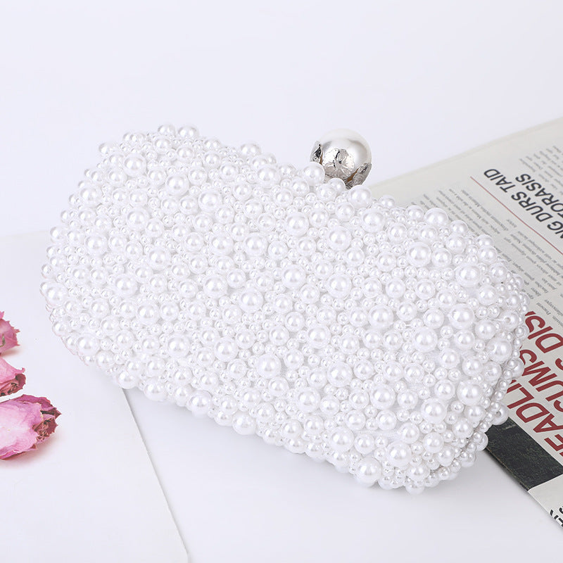 Women's Pearl Dinner Bag Soft Surface Lock Clutch