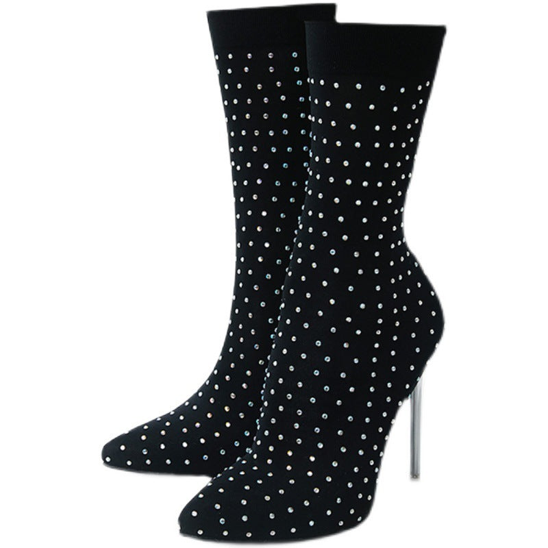 Pointed Toe Elastic Women's Stiletto Sock Boots