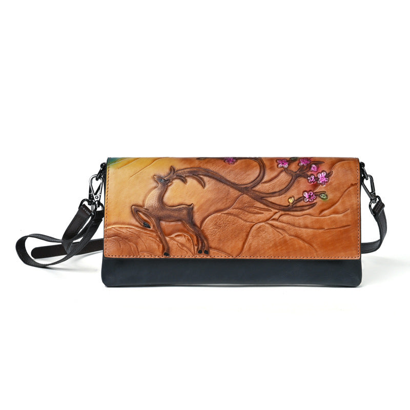 Retro Embossing Colored Clutch Small Toe Cap