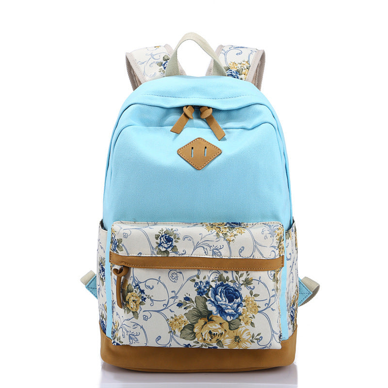 Embroidered Floral High School Student Schoolbag