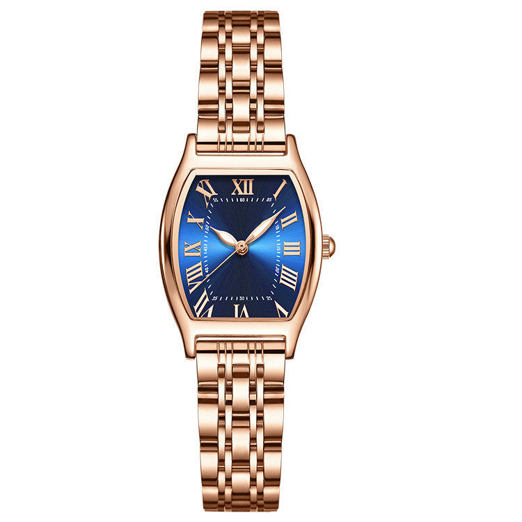 Reloj sencillo de acero en oro rosa para mujer