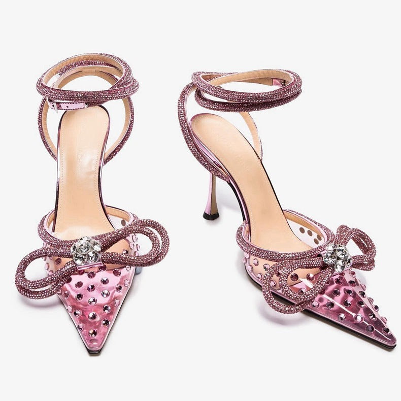 Rhinestone Transparent High Heeled Sandals