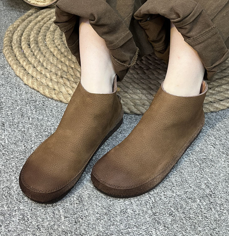 Leather Short Boots Women's Slimming