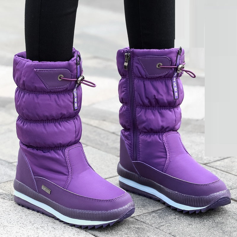 Winter New Plus Velvet Thick Cotton Shoes Thermal Middle Tube Waterproof Non-slip Boots