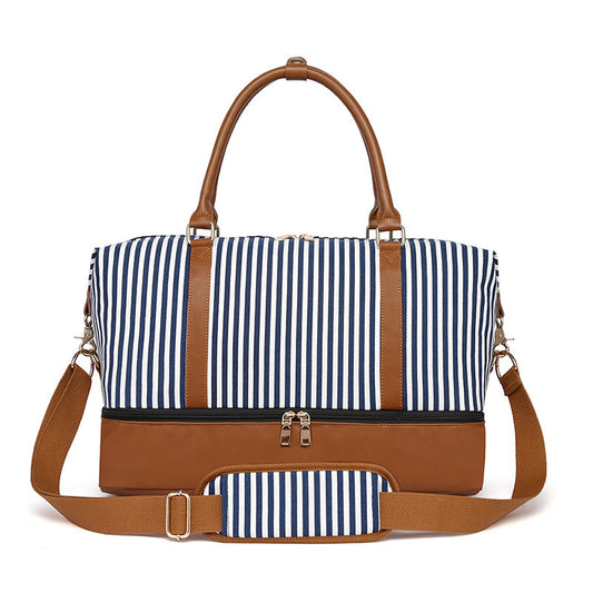 Women's Hand-carrying Travel Bag Striped Canvas