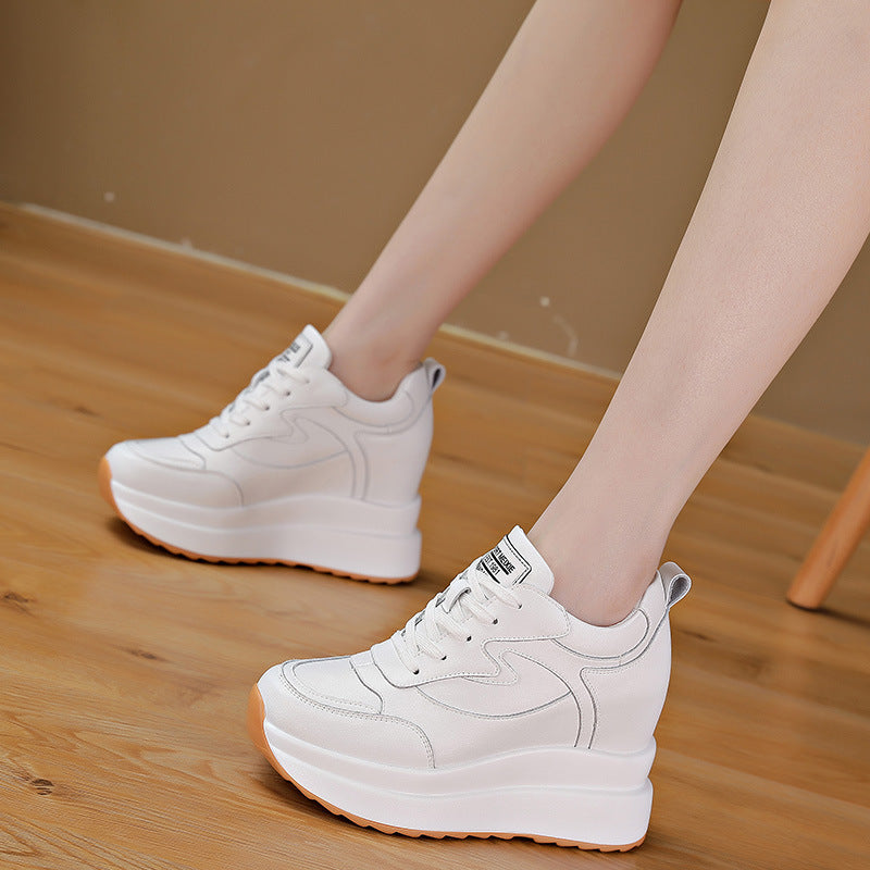 New 10cm High Casual Shoes For Women With Thick Soles And Plush To Keep Warm