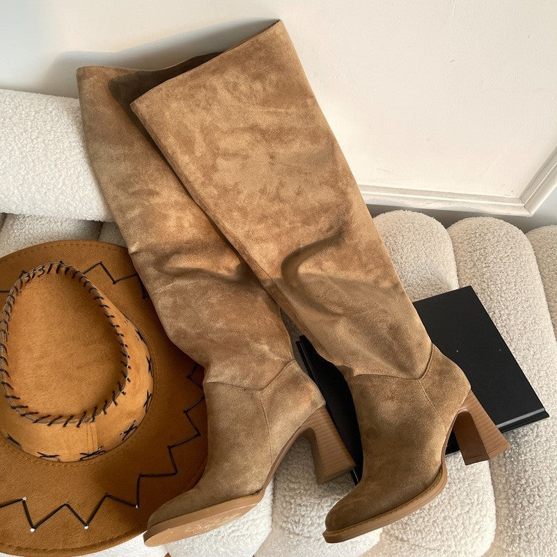 Slimming Chunky Heel High Boots