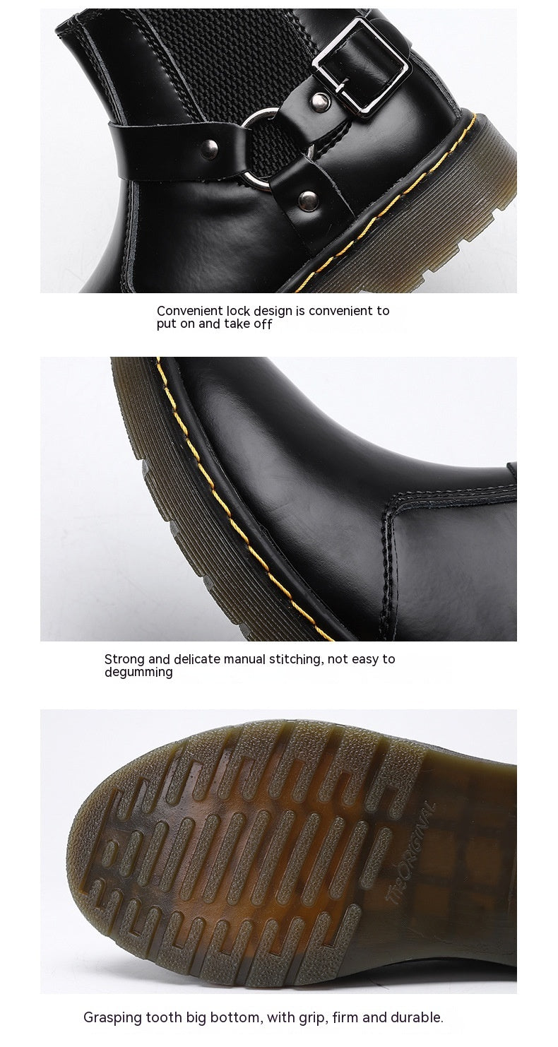 Flat Couple Leather Ring Motorcycle Boots