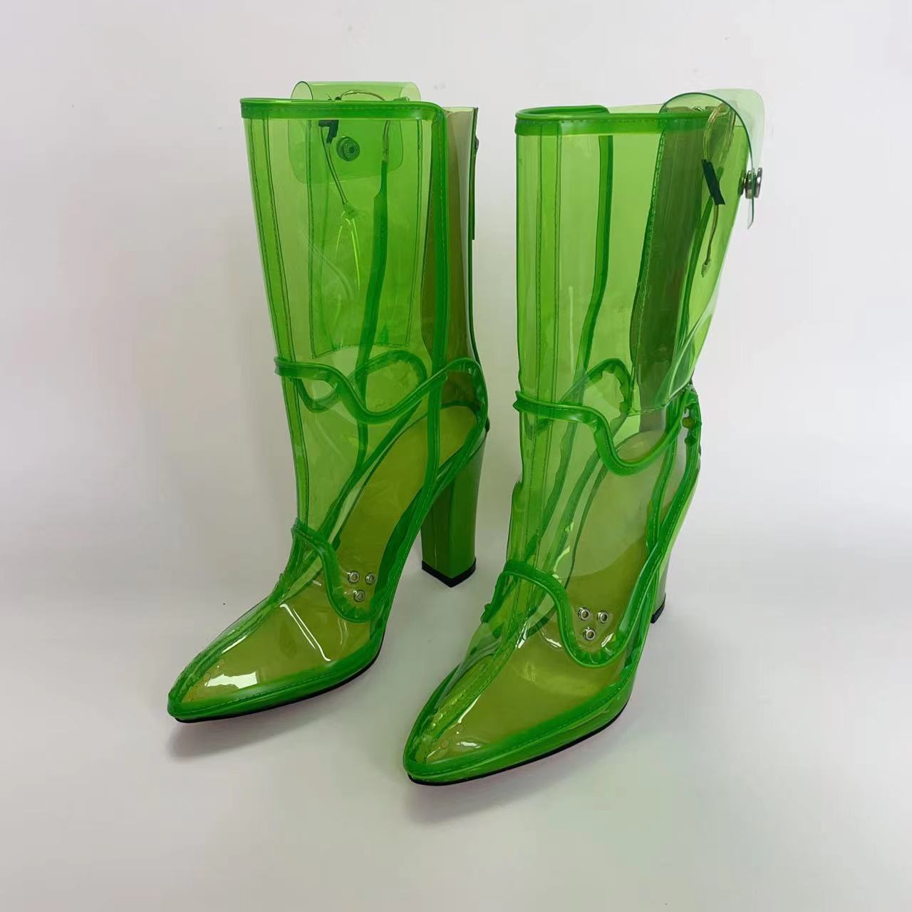 Women's Fashion PC Flashing Light Transparent Boots