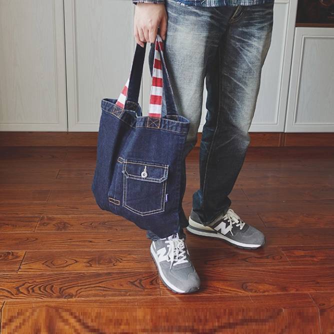 Fashion Washed Denim Textured Men's Tote Bag