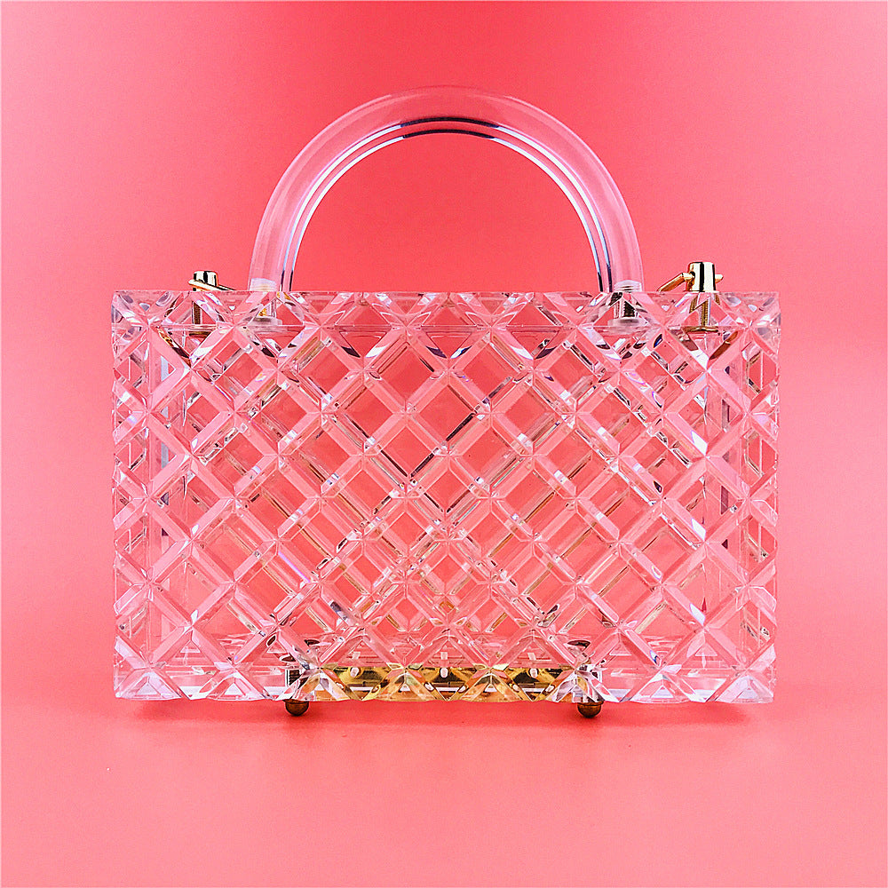 Super Thick Checkered New Transparent Acrylic Handbag