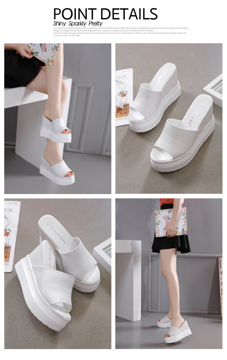 Women's Sandals Height Increasing Insole Platform White Platform Peep Toe Shoes