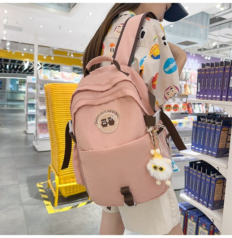 Junior High School Student Bear Schoolbag Good-looking Korean Female Travel Backpack