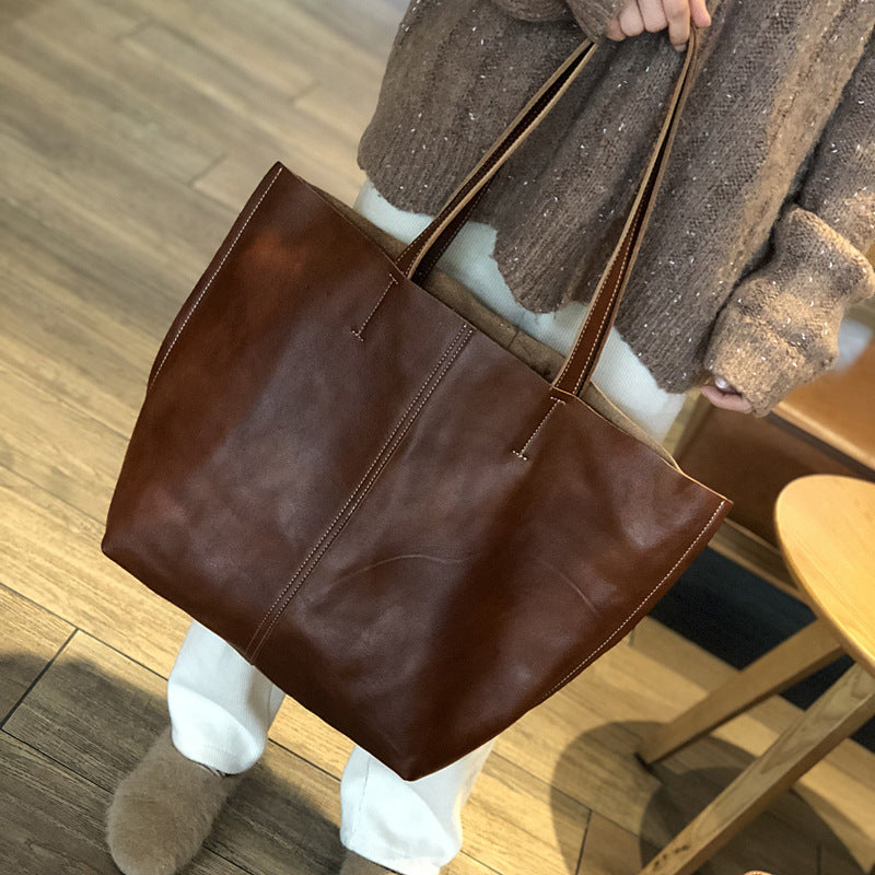 Bolso de mano retro para mujer, bolso de hombro grande