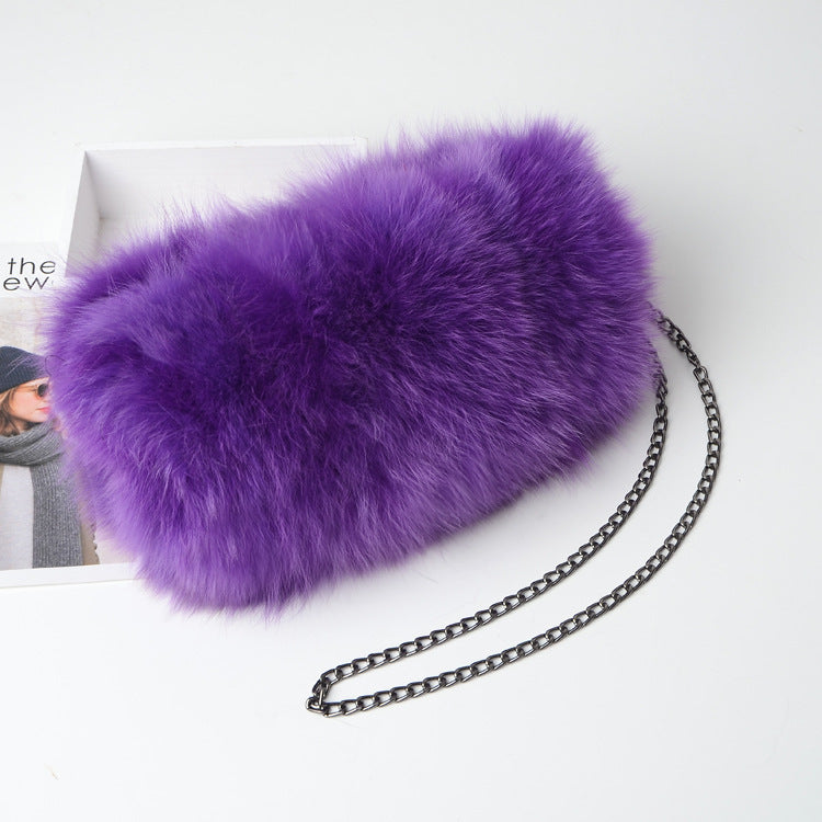 Fashion Fox Fur Warm Hand Warm Fox Fur Fur Women's Shoulder Chain Crossbody Bag