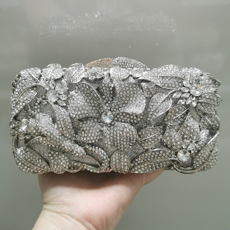 Ladies Fashion Color Rhinestone Cutout Clutch