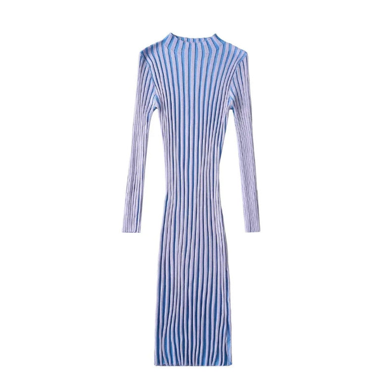 Women's Hot Girl Vertical Stripes Knitted Dress