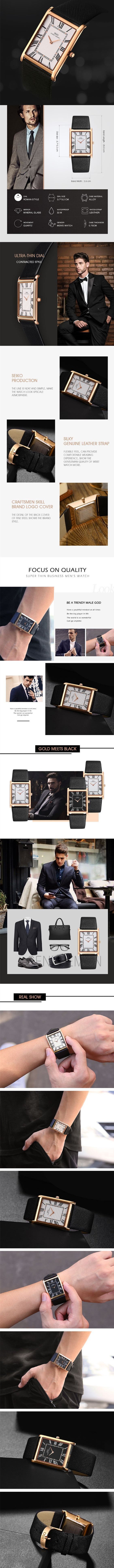 Light Luxury Square Quartz Leather Watch