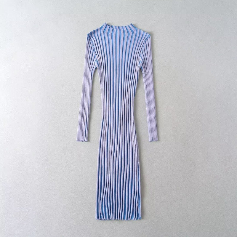 Women's Hot Girl Vertical Stripes Knitted Dress