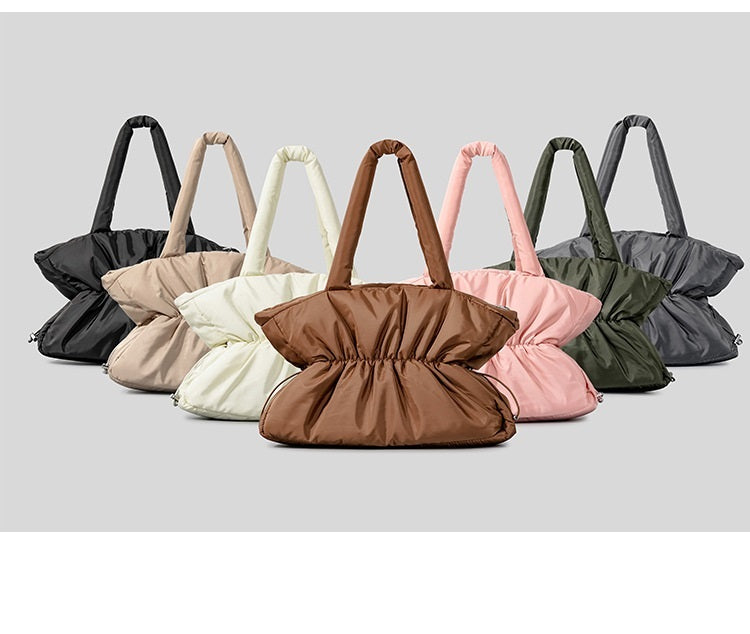 Soft Lightweight And Large Capacity Pleated Drawstring Handbag For Women