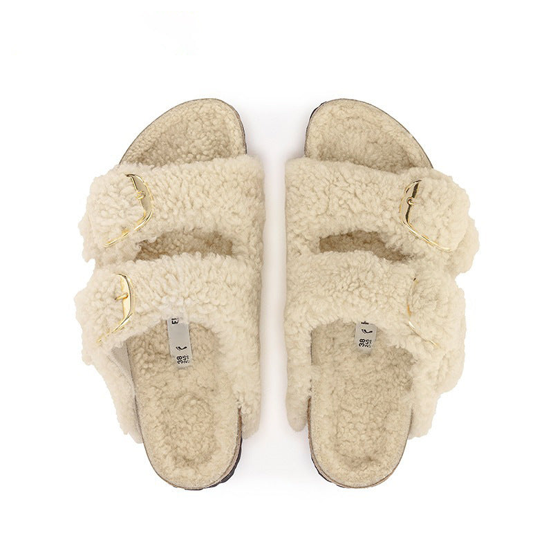 Lazybones' Outdoor Fur Slipper Cotton Cork