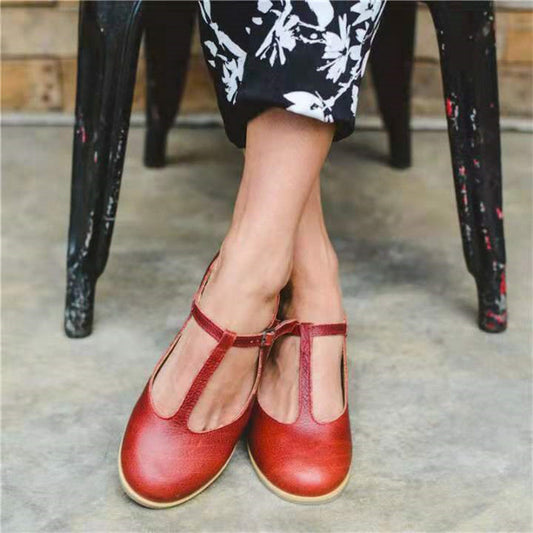 Women's Fashion Casual Flat Bottom Buckle With Shallow Mouth Single Shoes