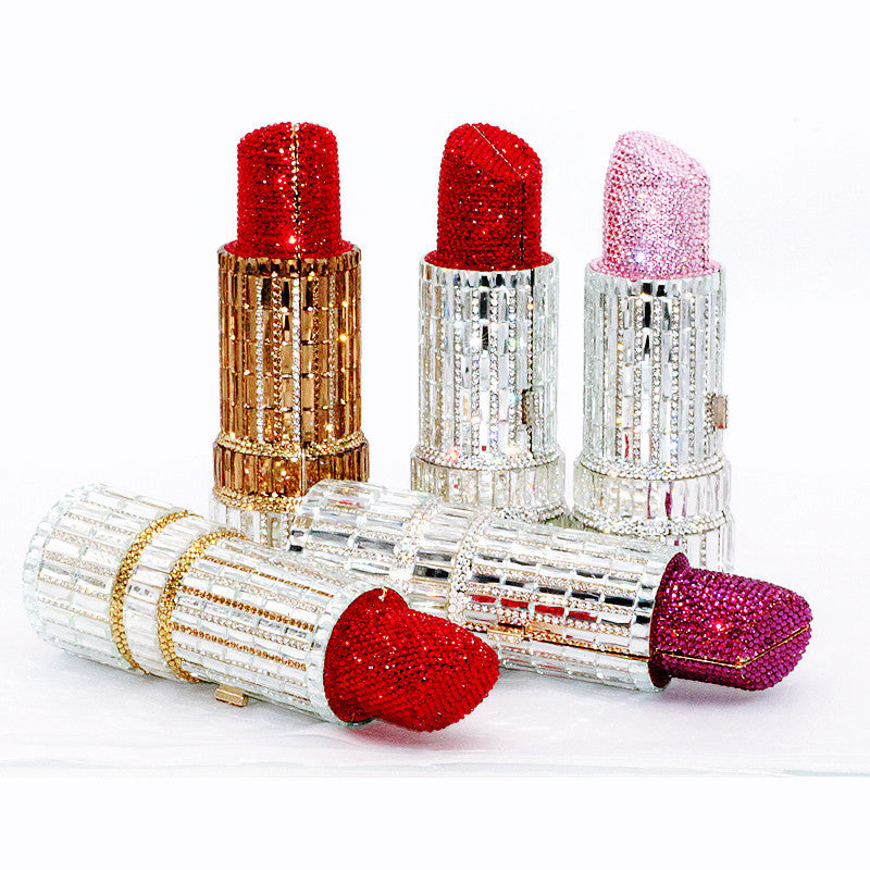 Handmade Metal Rhinestone Party Lipstick Clutch