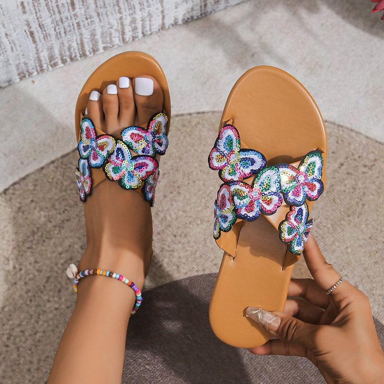 Vacation Light Butterfly Plus Size Beach Sandals