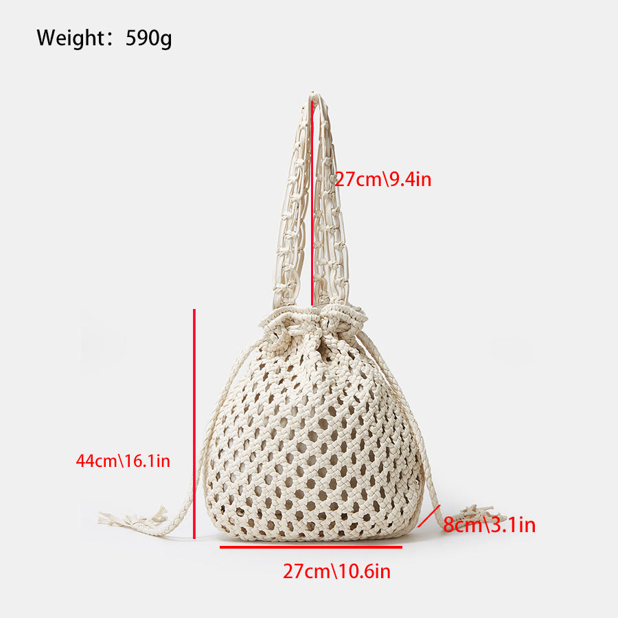 Ins Hand-woven Cotton Bucket Bag Fashion Simple