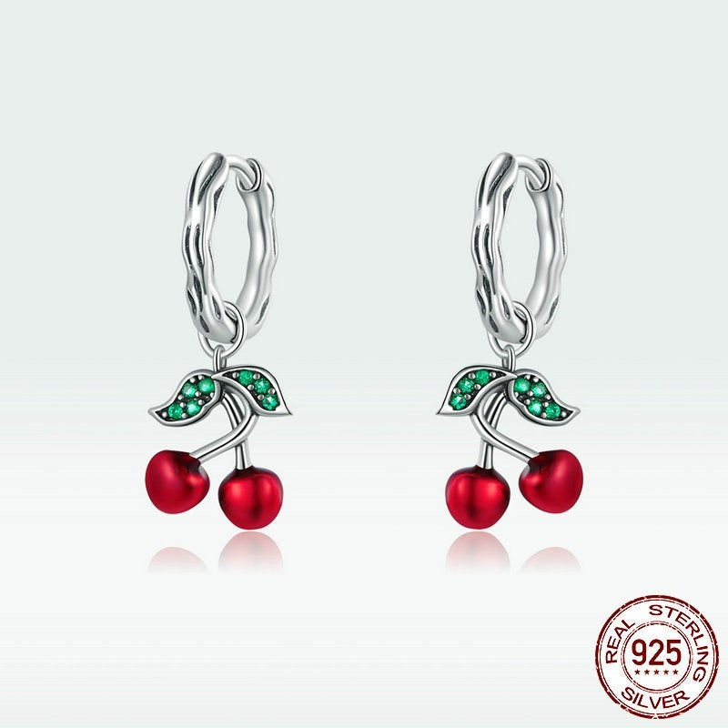 Boucles d'oreilles originales en argent S925 Sweet Cherry